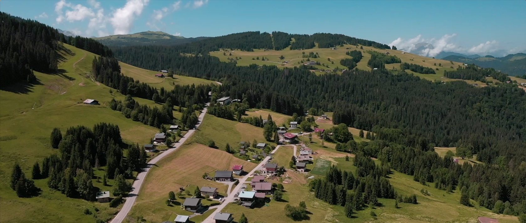 Vue aérienne chalets d'Heidi